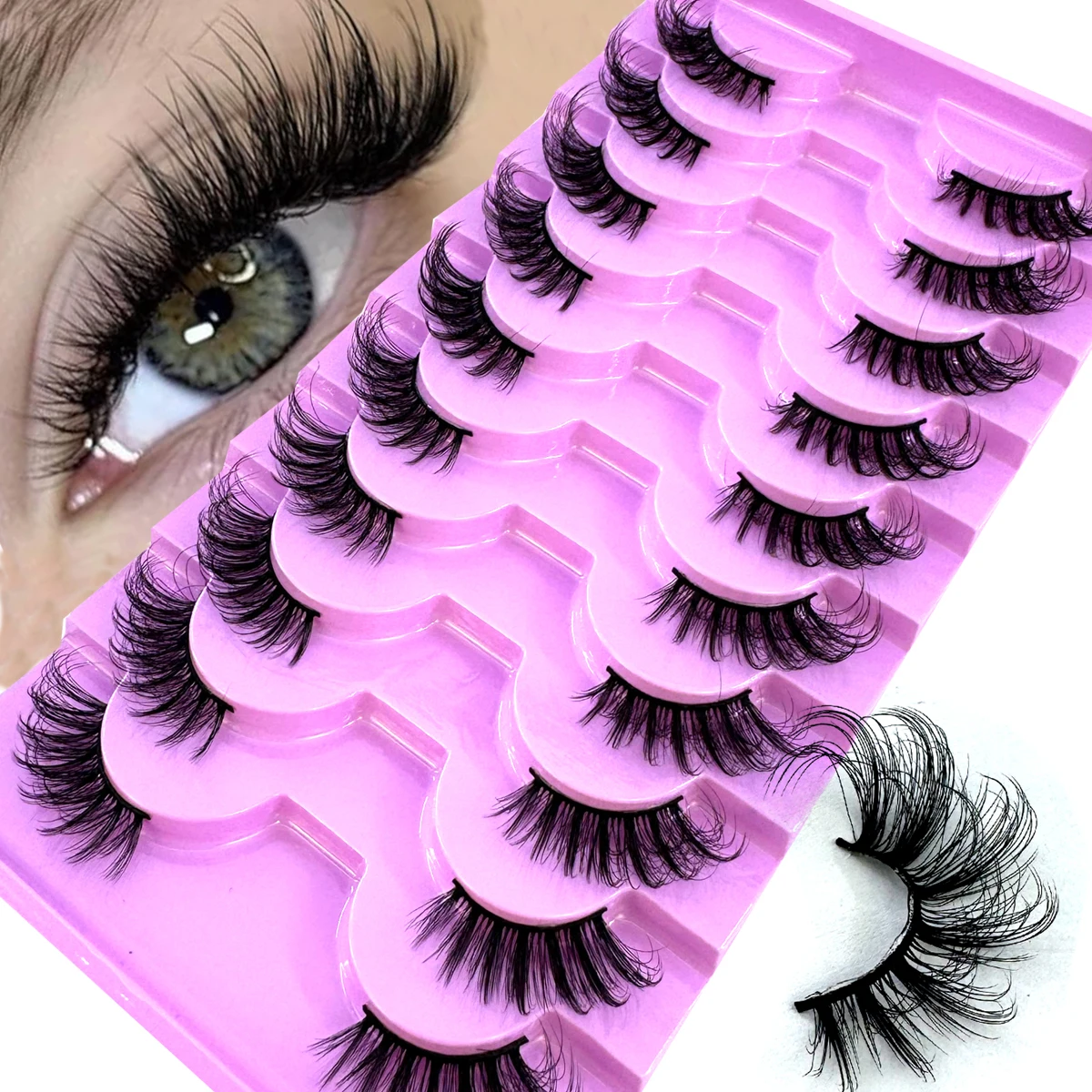 Eyelash Extension Cat Eye - AMSDCN 새로운 하프 아이 10쌍 천연