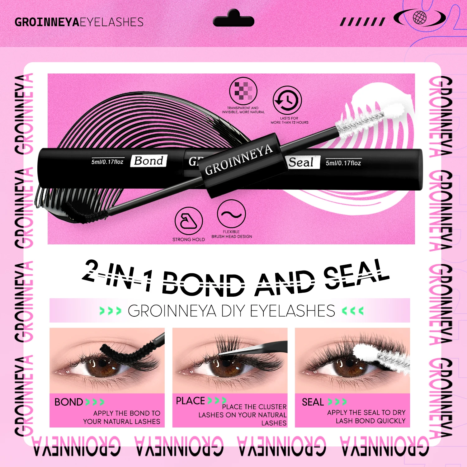 그로이니아 래쉬 클러스터 키트 캣 래쉬 (속눈썹 본드  - Eyelash Extension Home Service 리뷰 및 가격